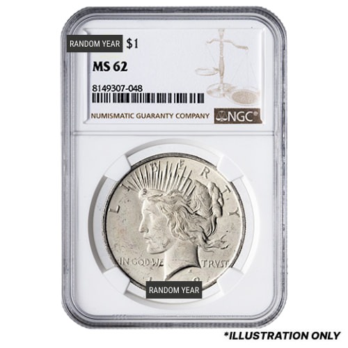 1922-1935 NGC MS-62 Peace Dollar Silver Coin