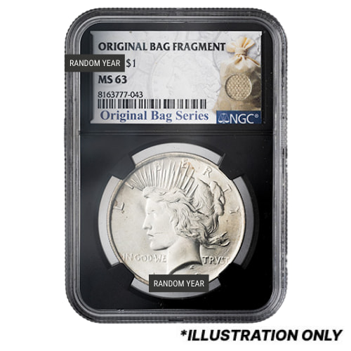 1922-1935 NGC MS-63 Peace Dollar Silver Coin - Original Bag Fragment