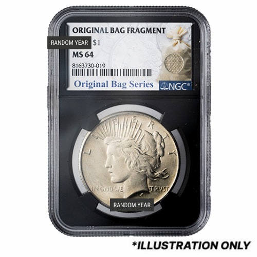 1922-1935 NGC MS-64 Peace Dollar Silver Coin - Original Bag Fragment
