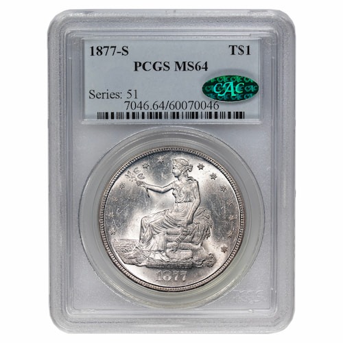 1877-S US Silver Trade Dollar PCGS MS-64 CAC