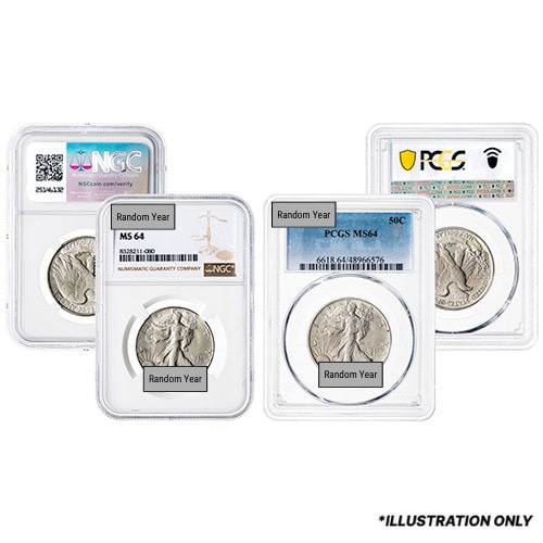1916-1947 NGC/PCGS MS-64 Walking Liberty Half Dollar Coin
