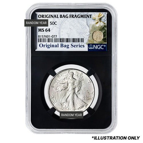 1916-1947 NGC MS-64 Walking Liberty Half Dollar Coin - Original Bag Fragment