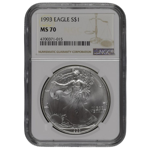1993 NGC MS-70 1 oz American Silver Eagle Coin - Brown Label