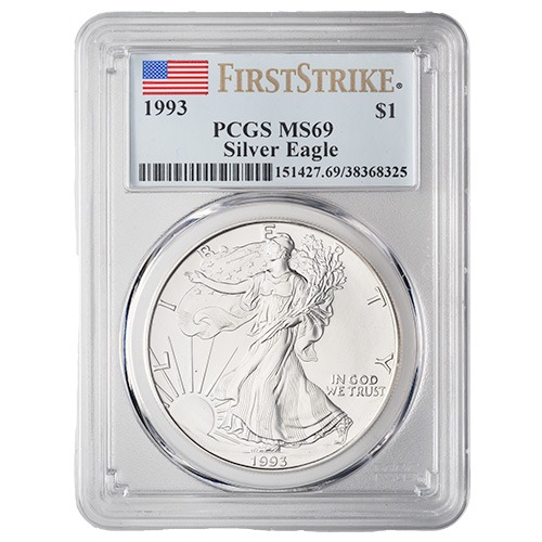 1993 PCGS MS-69 First Strikes 1 oz American Silver Eagle Coin