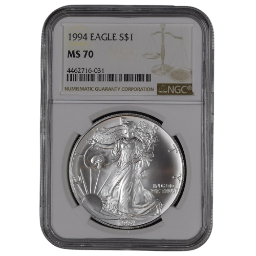 1994 NGC MS-70 1 oz American Silver Eagle Coin - Brown Label