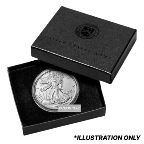 1 oz American Silver Eagle Burnished Coin with Box & COA - Random Year