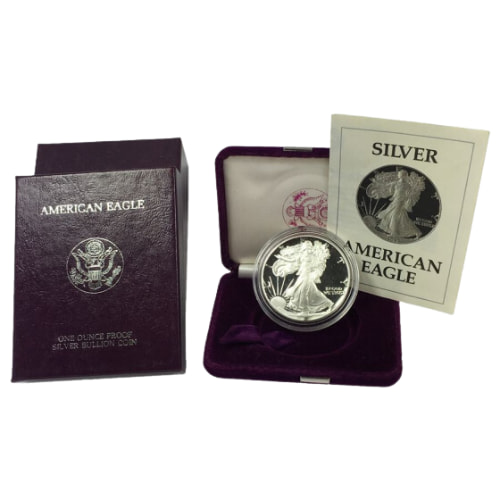 1 oz American Silver Eagle Proof Coin - Pre-2001 w/Box & COA