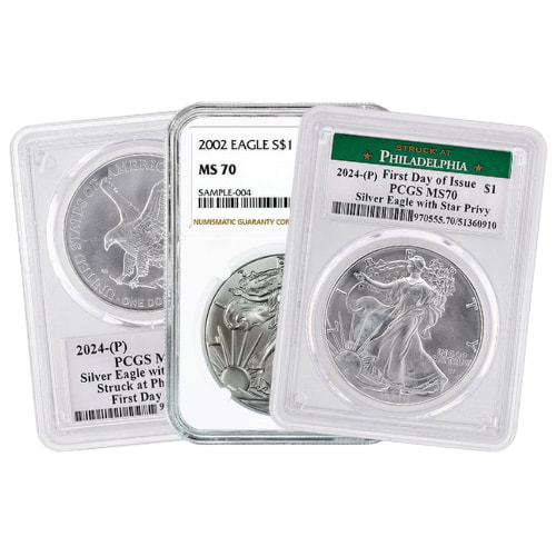 Random US Silver Eagle NGC/PCGS MS-70 Coin - Milk Spotted