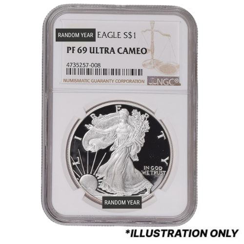 NGC PF-69 1 oz American Silver Eagle Proof Coin - Random Year