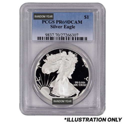 PCGS PR-69 1 oz American Silver Eagle Proof Coins - Random Year