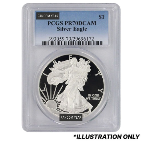 PCGS PR-70 1 oz American Silver Eagle Proof Coins - Random Year