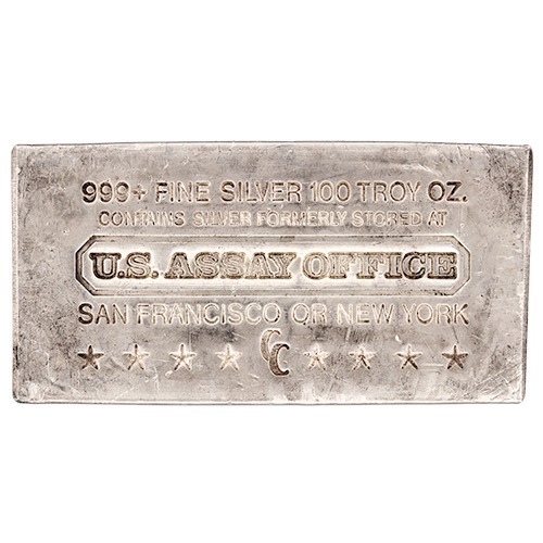 100 oz US Assay Office Silver Bar - Random Year