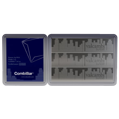 3 x 1 oz Valcambi Skyline Silver CombiBar™