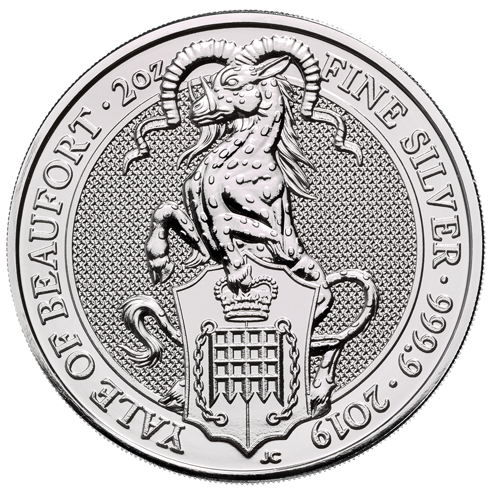 2019 2 oz Queen's Beasts The Yale of Beaufort Silver Coin