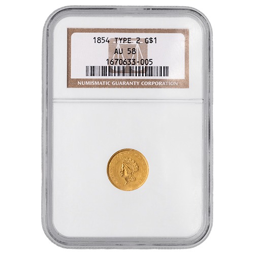 NGC/PCGS AU-58 $1 Liberty Head Gold Coin Type II - Random Year