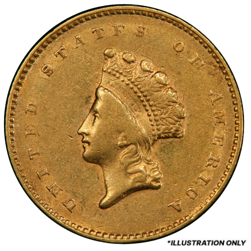 $1 Indian Princess Liberty Head Gold Coin Type II XF - Random Year