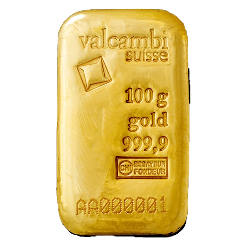 100 Gram Valcambi Gold Cast Bar