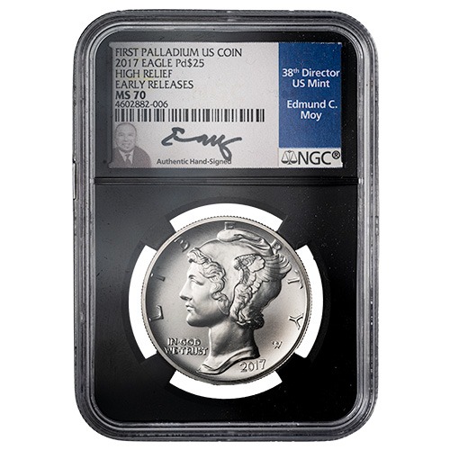 2017 NGC MS-70 Early Releases 1 oz American Palladium Eagle Coin - Edmund C. Moy Label