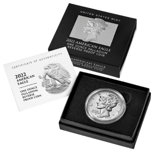 2022-W 1 oz American Palladium Eagle Reverse Proof Coin with Box and COA