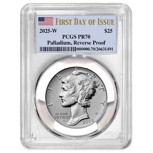 Buy 2025-W PCGS PR-70 First Day of Issue 1 oz American Palladium