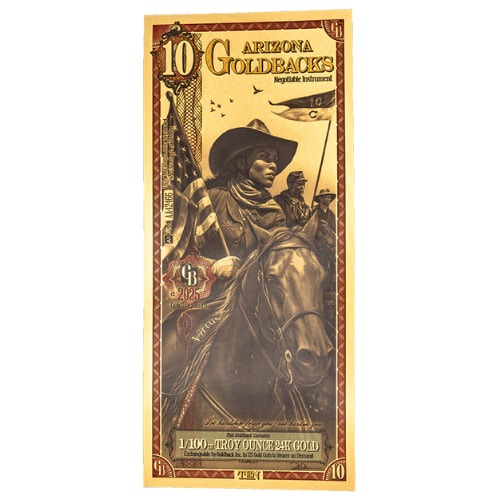 Gold Aurum 24K Arizona 10 Goldback Note