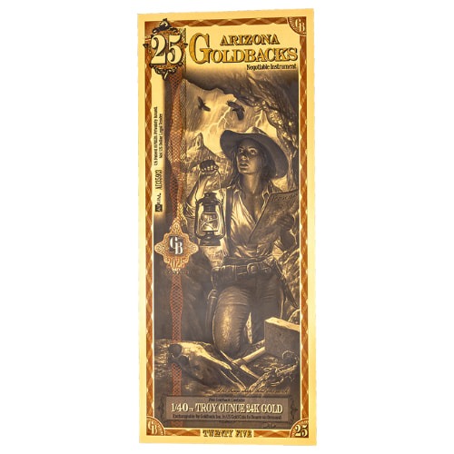 Gold Aurum 24K Arizona 25 Goldback Note