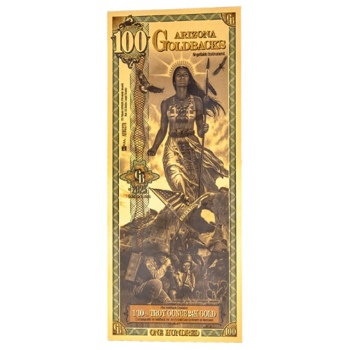 Gold Aurum 24K Arizona 100 Goldback Note