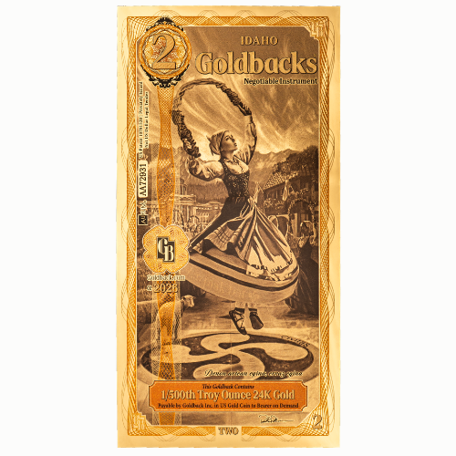 Gold Aurum 24k Idaho 2 Goldback Note