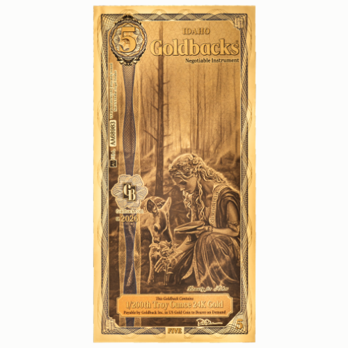 Gold Aurum Idaho 5 Goldback Note (24K)