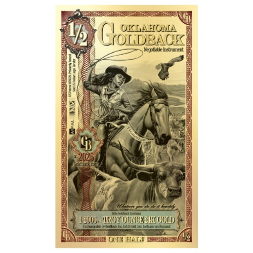 Gold Aurum Oklahoma 1/2 Goldback Note (24K)