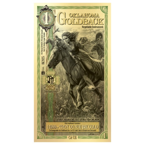 Gold Aurum Oklahoma 1 Goldback Note (24K)