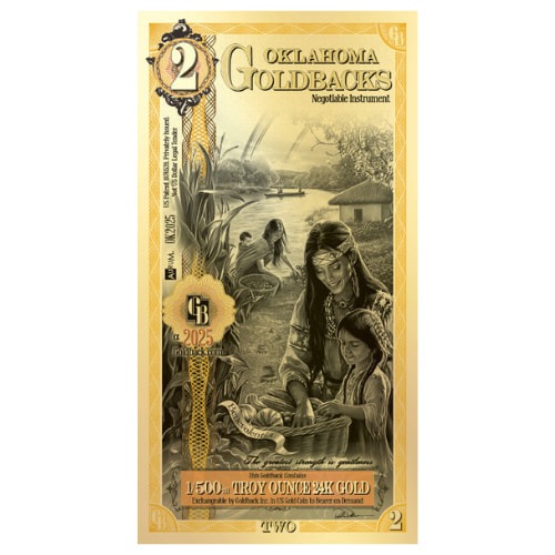 Gold Aurum Oklahoma 2 Goldback Note (24K)