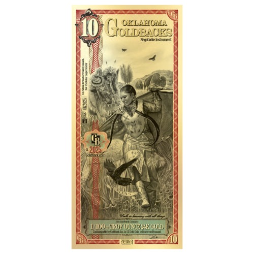Gold Aurum Oklahoma 10 Goldback Note (24K)