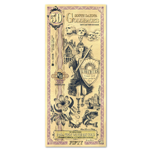 Gold Aurum South Dakota 50 Goldback Note (24K)