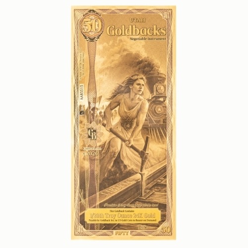 Gold Aurum Utah 50 Goldback Note - New (24K)