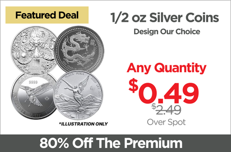 Shop 1/2 oz Silver Coins - Design Our Choice - On Sale Now