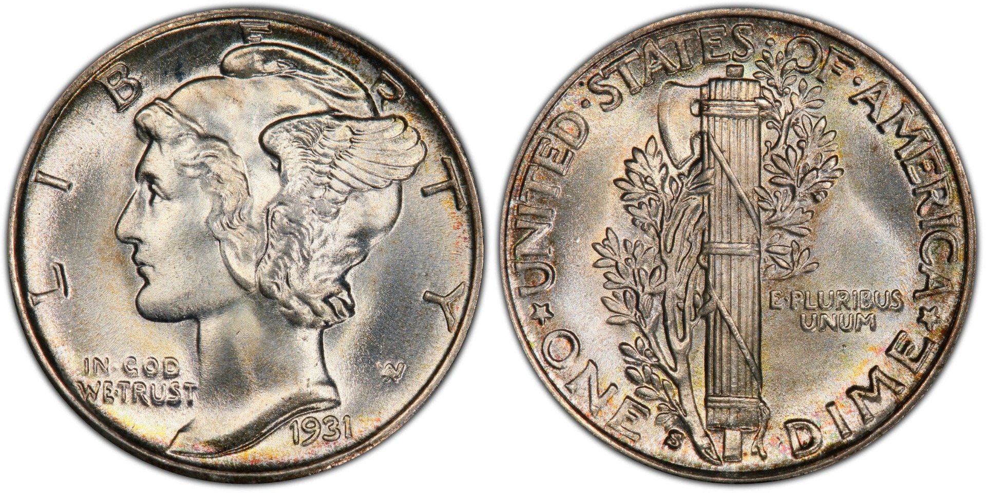 1931-S Mercury Dime Full Bands