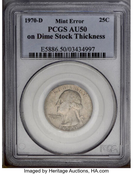 1970-D Quarter Struck On Dime Stock