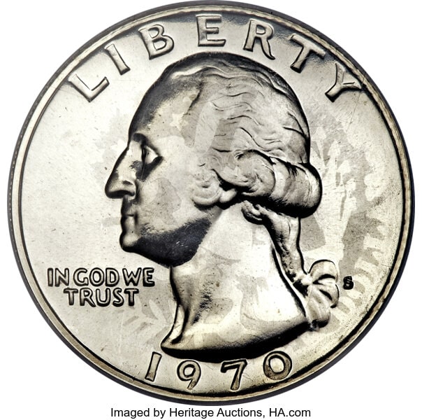 1970-S 25C Washington Quarter -- Struck on a Barber Quarter Obverse