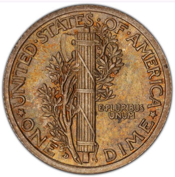 Mercury Dime Design Reverse