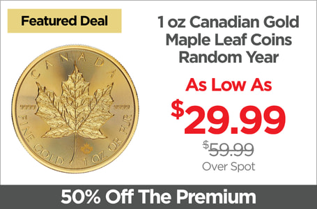 Shop 1 oz Canadian Gold Maple Leaf Coin - Random Year - On Sale Now
