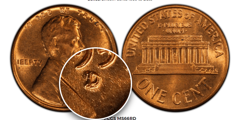 1959 1C Denver, Repunched Mint Mark, Red (Regular Strike)