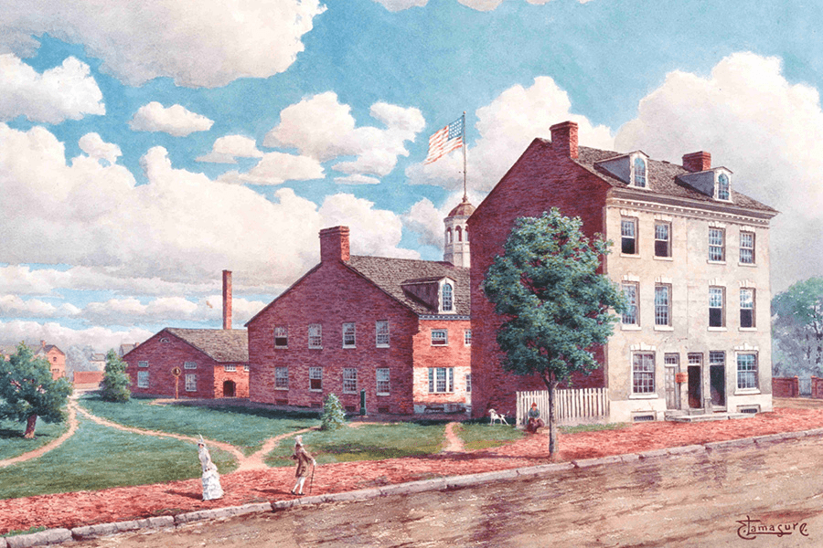 Artistic rendition of the first Mint in Philadelphia