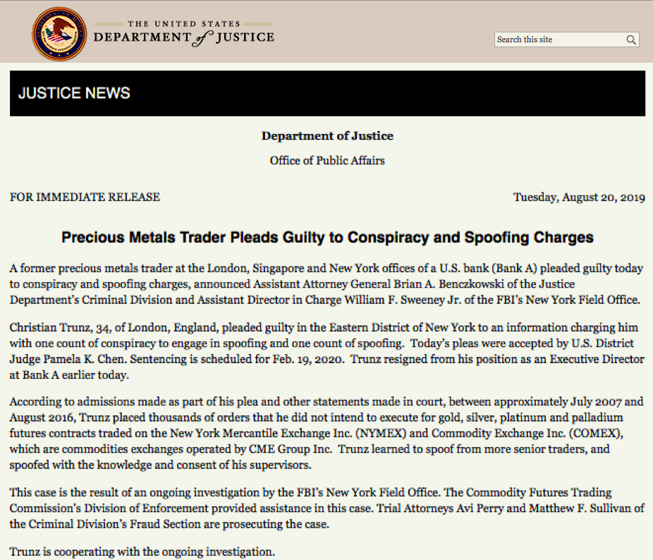 JP Morgan Silver manipulations by former trader Christian Trunz SD Bullion