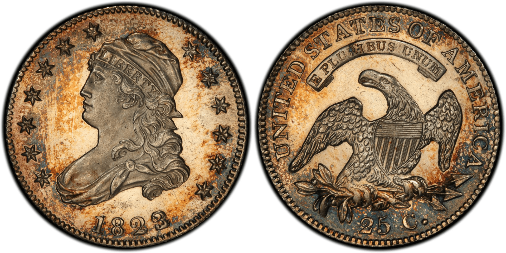 1823 3 Over 2 Capped Bust Quarter