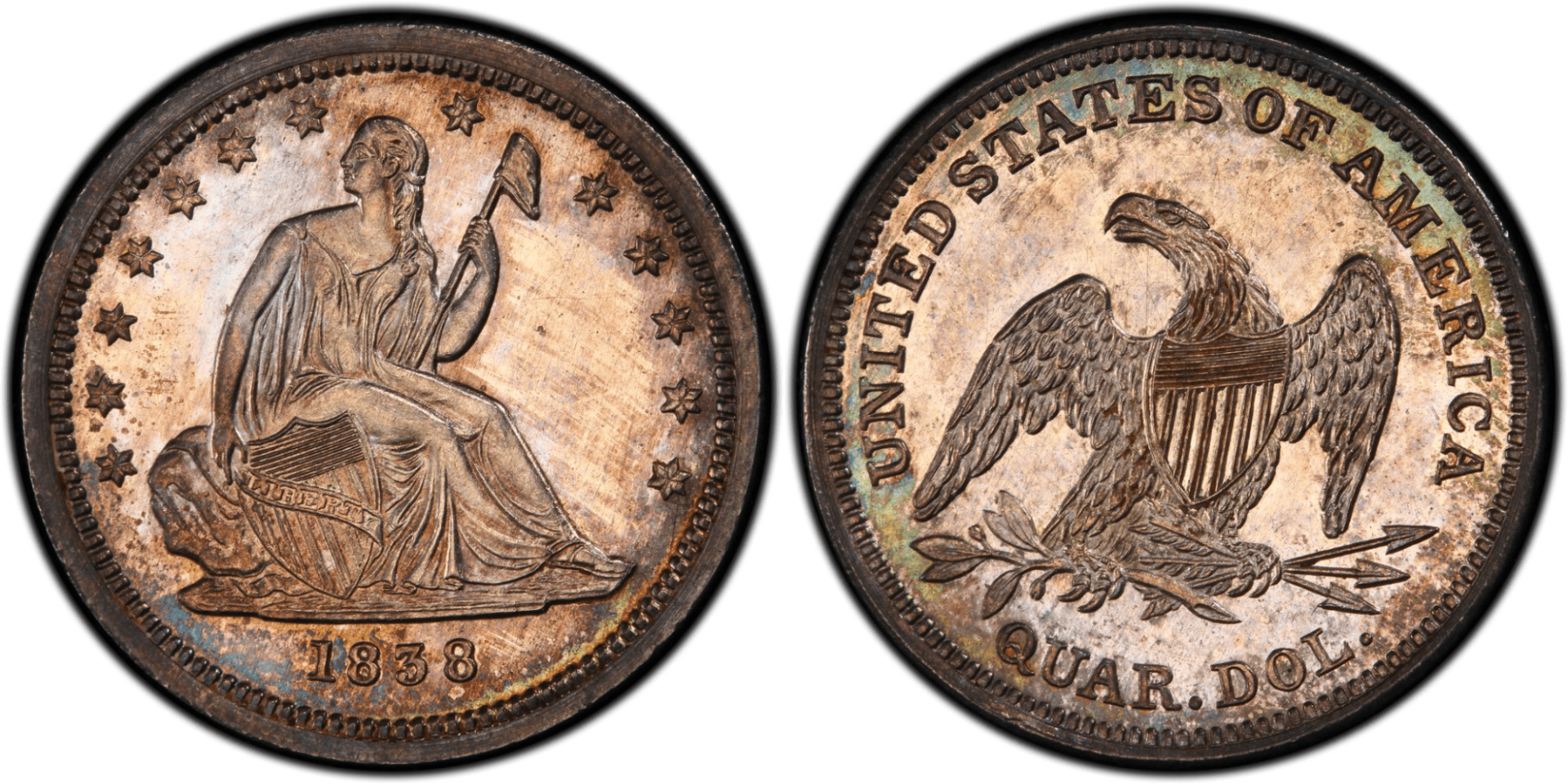 1838 Proof Seated Liberty Quarter