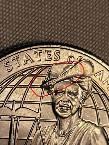 2023 P Eleanor Roosevelt Quarter ERROR DIE CRACK/CHIP ON HAT