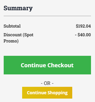 Gold at Spot Cart Example