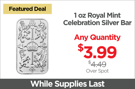 Shop 1 oz Royal Mint Celebration Silver Bar - On Sale Now