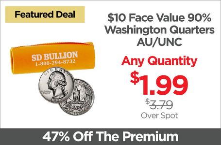 Shop $10 Face Value 90% Washington Quarters - AU/UNC - On Sale Now
